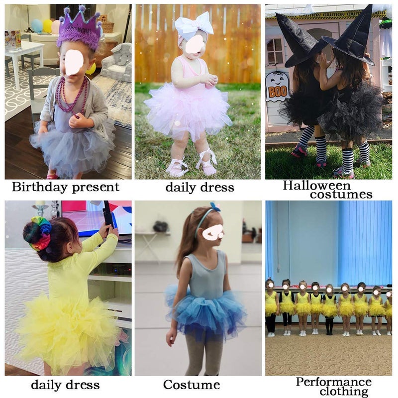 Tutu.kk Kids Girls Ballet Tutu Dress Gymnastics Long Sleeve 4-Layers Tulle Tutu Leotard Pink 5-6 Years - Image 5